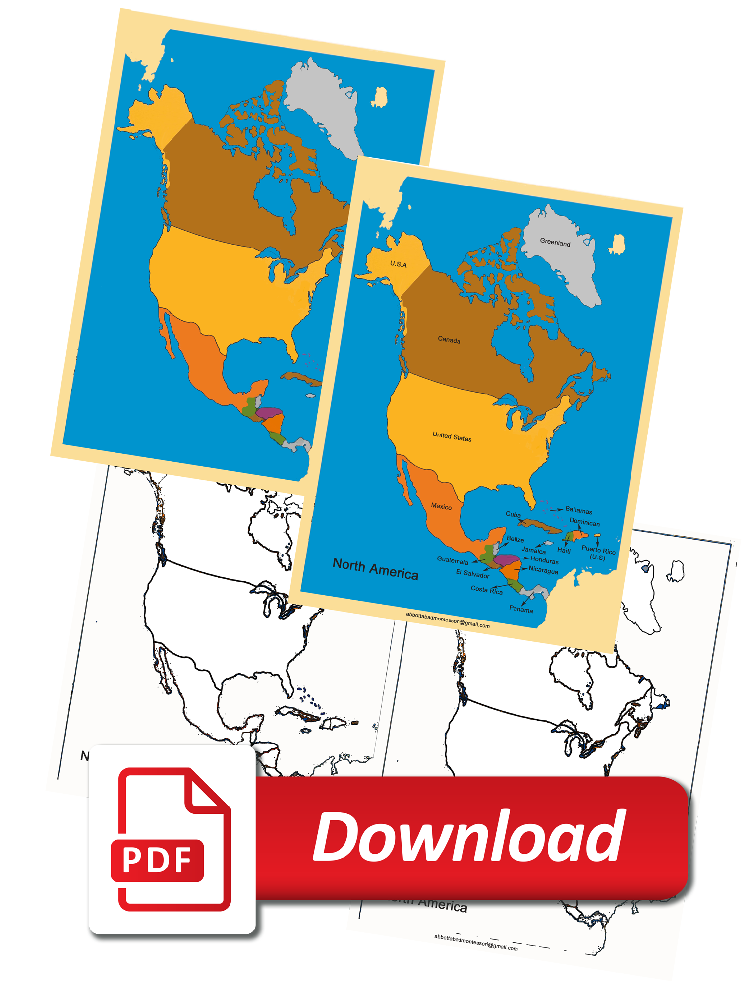 Montessori Four Map of North America