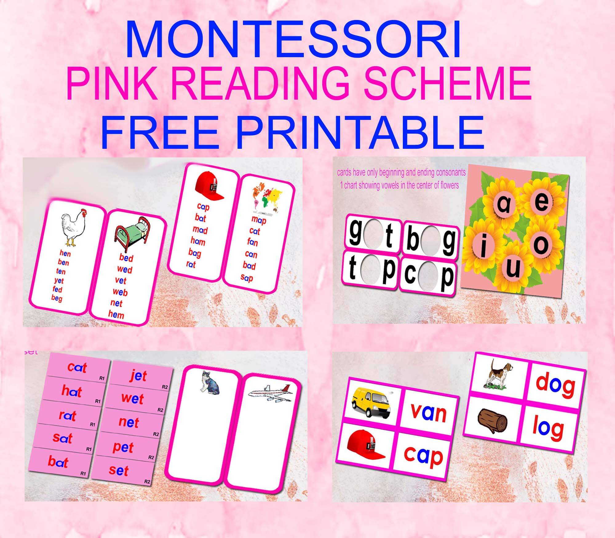 Montessori Pink Reading Scheme free Printable