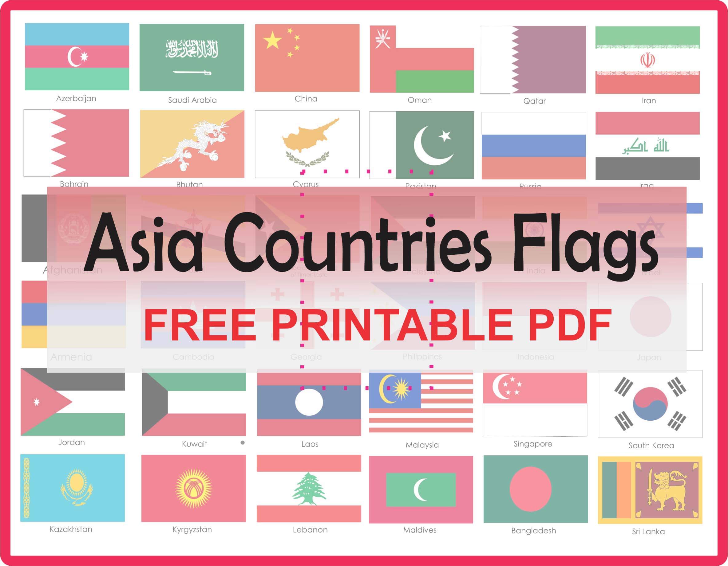 Flags of Asia Countries with Names