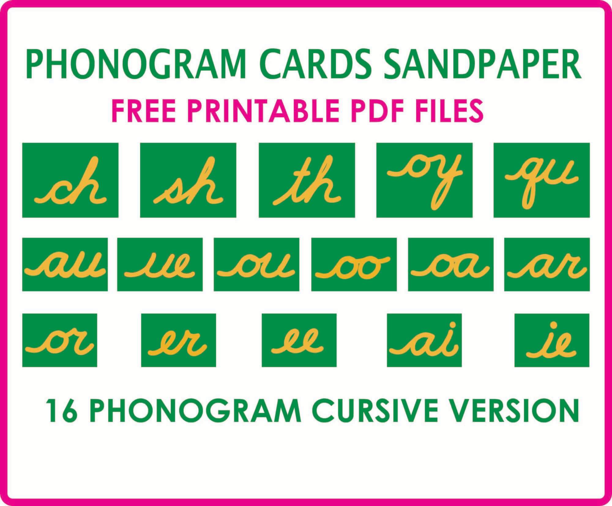 16 Phonogram Cards Cursive
