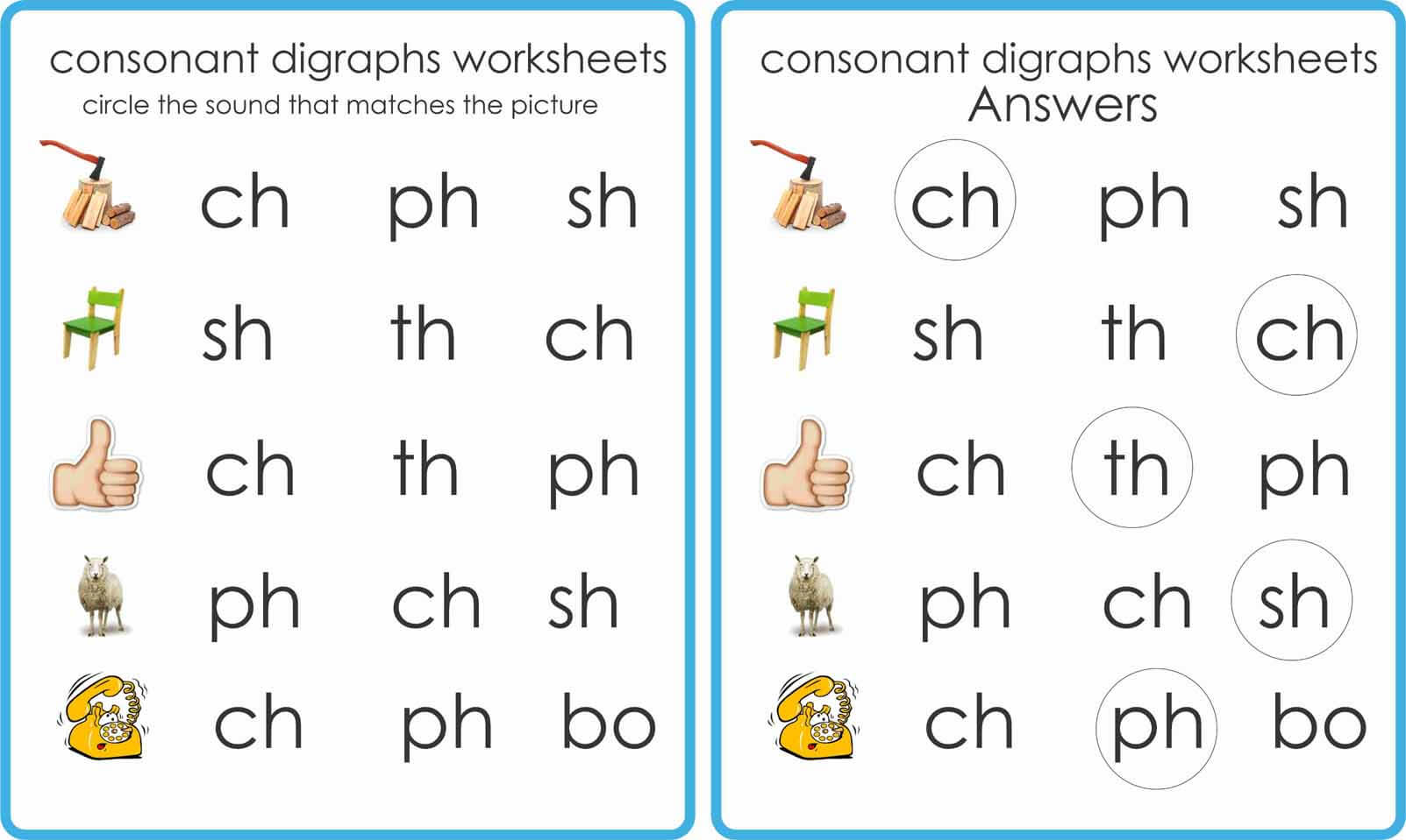 Consonant Digraphs Worksheets And Word Lists Montessoriseries